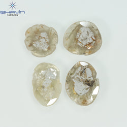 2.53 CT/4 Pcs Slice Shape Natural Loose Diamond Grayish Green Color I3 Clarity (10.48 MM)