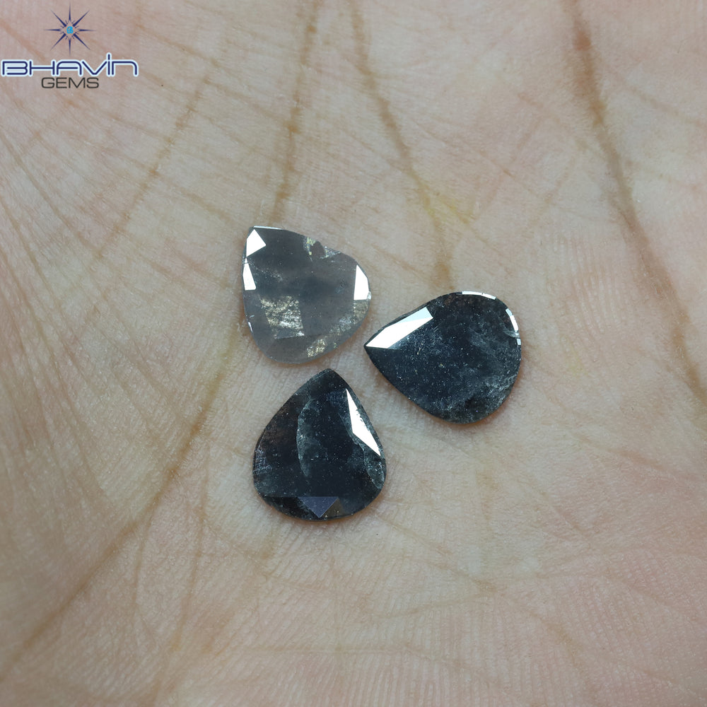 1.75 CT/5 ピース スライス形状 天然ダイヤモンド ソルト アンド ペッパー カラー I3 クラリティ (10.45 MM)