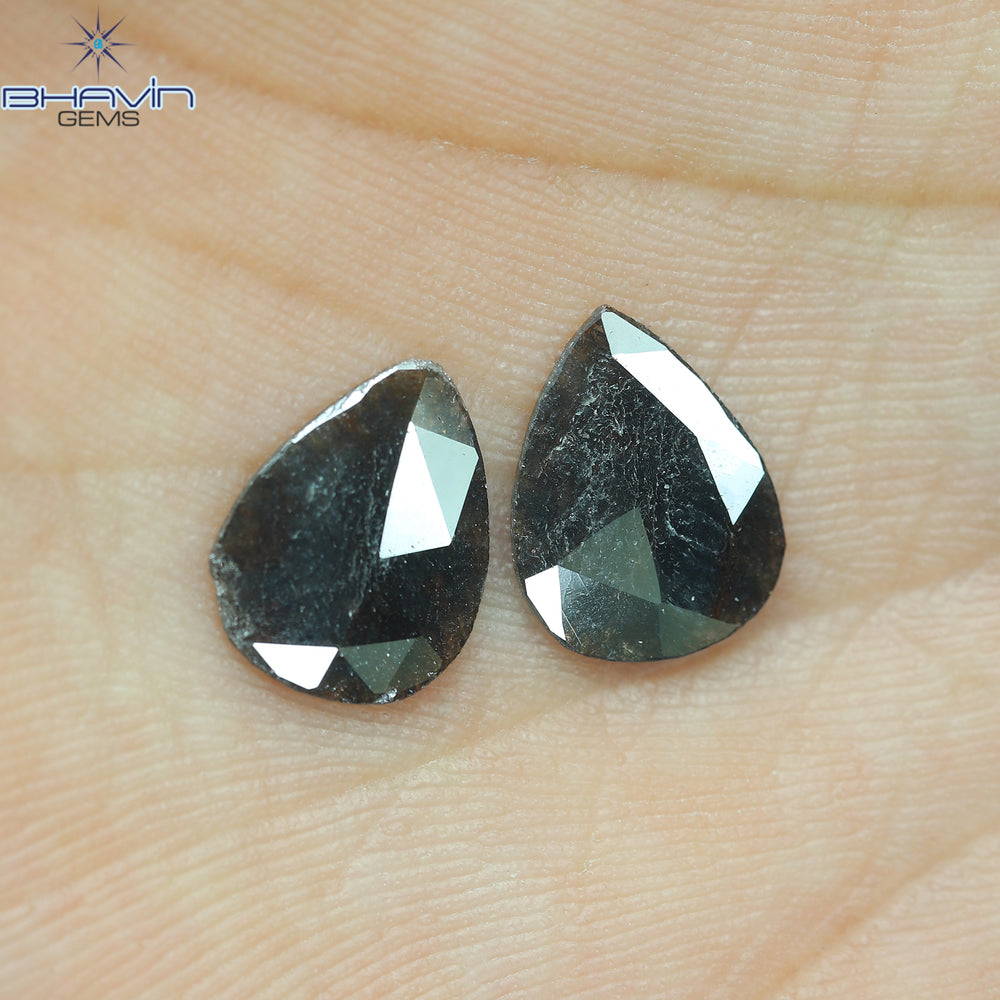 1.75 CT/5 ピース スライス形状 天然ダイヤモンド ソルト アンド ペッパー カラー I3 クラリティ (10.45 MM)