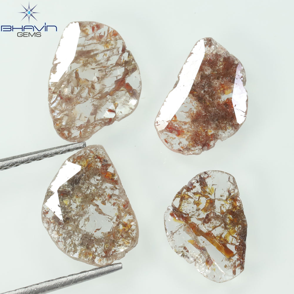 1.72 CT/4 Pcs Slice Shape Natural Loose Diamond Brown Color I3 Clarity (9.28 MM)