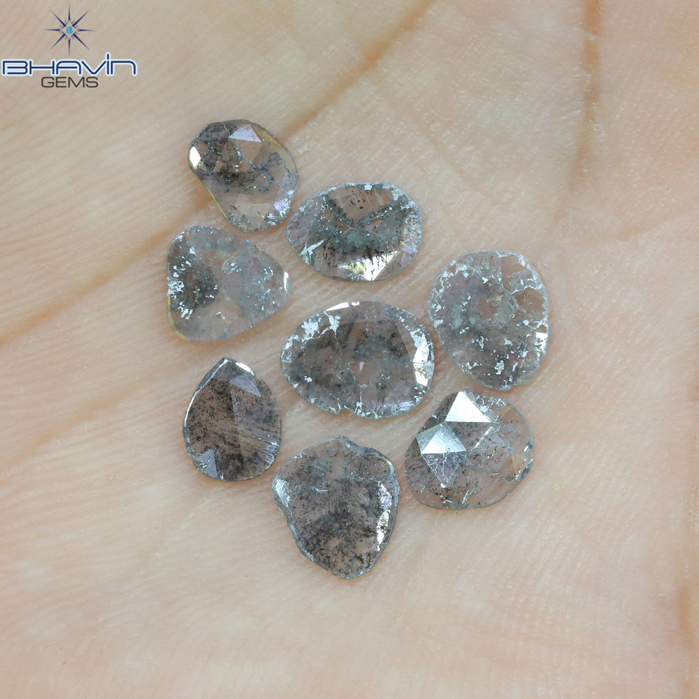 2.53 CT/8 Pcs Slice Shape Natural Diamond Salt And Pepper Color I3 Clarity (7.88 MM)