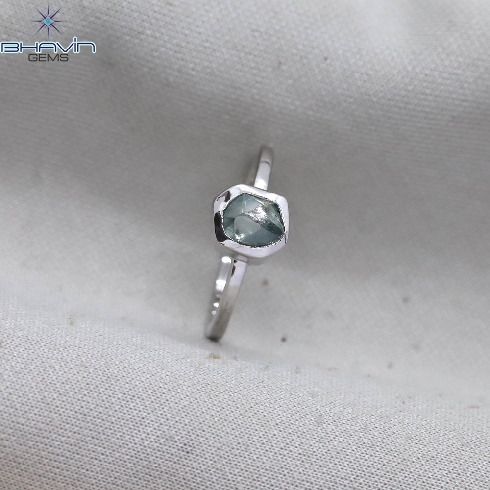 Rough Diamond Natural Diamond Ring Blue Color Gold Ring Engagement Ring