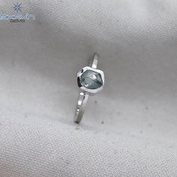 Rough Diamond Natural Diamond Ring Blue Color Gold Ring Engagement Ring