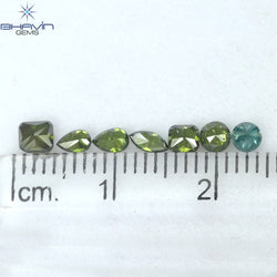 0.83 CT/7 Pcs Mix Diamond Natural Diamond Green-Blue Diamond Clarity SI (4.20 MM)