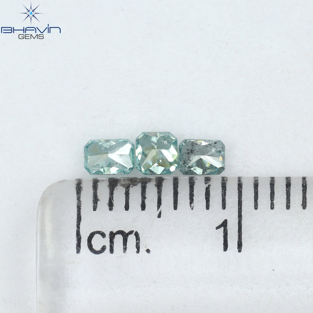 0.29 CT/3 Pcs Radiant Diamond Blue Color Natural Diamond Clarity SI2 (3.18 MM)