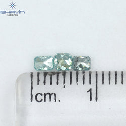 0.29 CT/3 Pcs Radiant Diamond Blue Color Natural Diamond Clarity SI2 (3.18 MM)