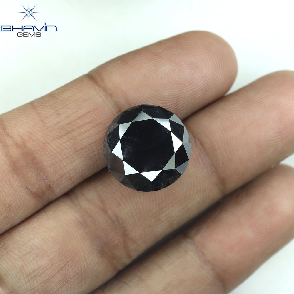 12.11 CT Round Shape Natural Diamond Black Color I3 Clarity (13.75 MM)