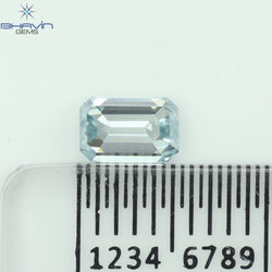 0.49 CT Emerald Shape Natural Diamond Greenish Blue Color VS1 Clarity (5.32 MM)
