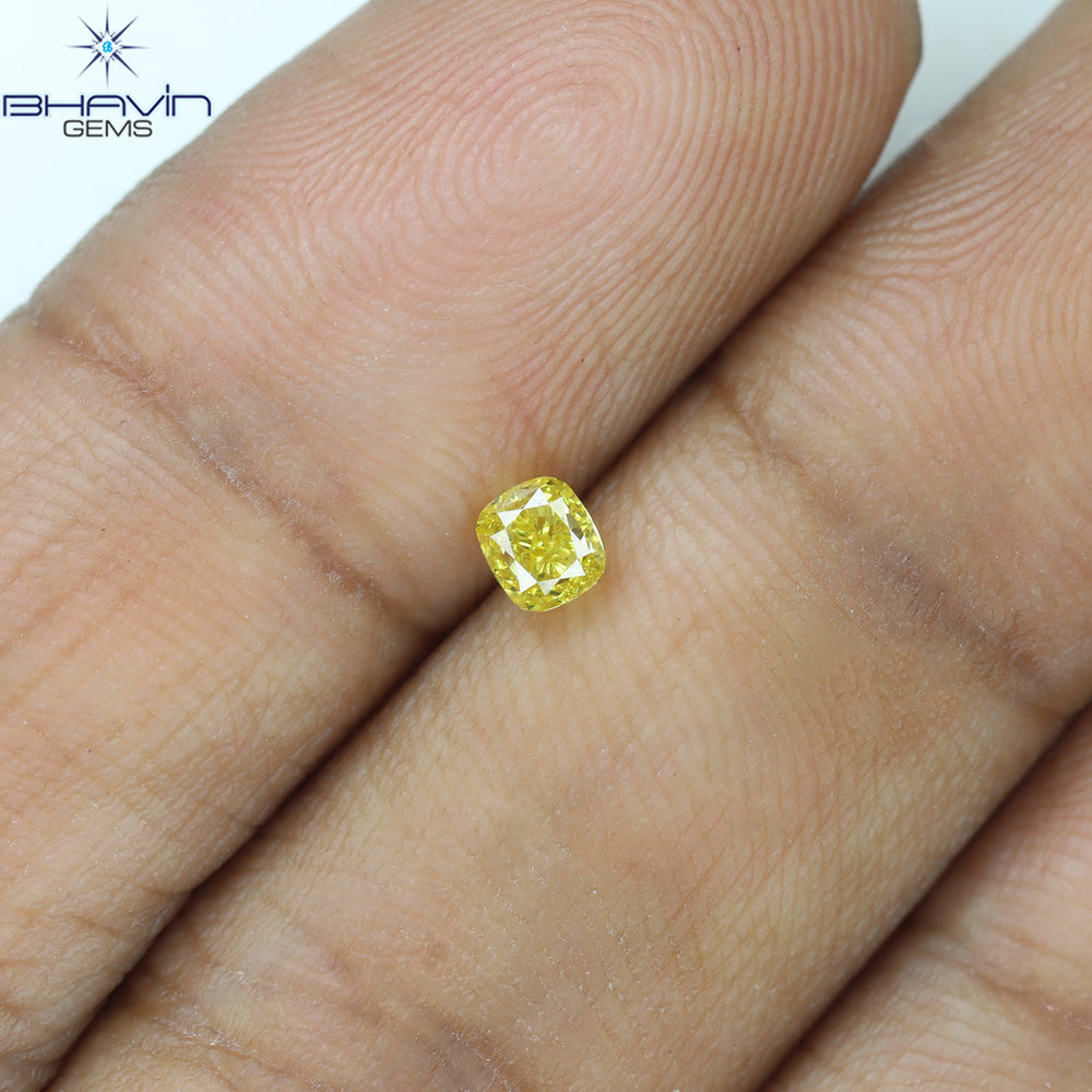 GIA Certified 0.25 CT Cushion Diamond Yellow Color Natural Loose Diamond VS1 Clarity (3.37 MM)