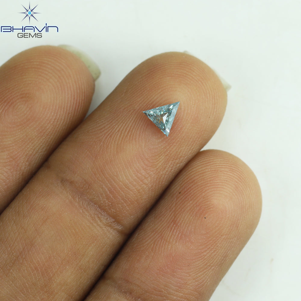 0.19 CT Triangle Shape Natural Diamond Blue Color I2 Clarity (4.64 MM)