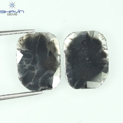 1.75 CT/5 ピース スライス形状 天然ダイヤモンド ソルト アンド ペッパー カラー I3 クラリティ (10.45 MM)