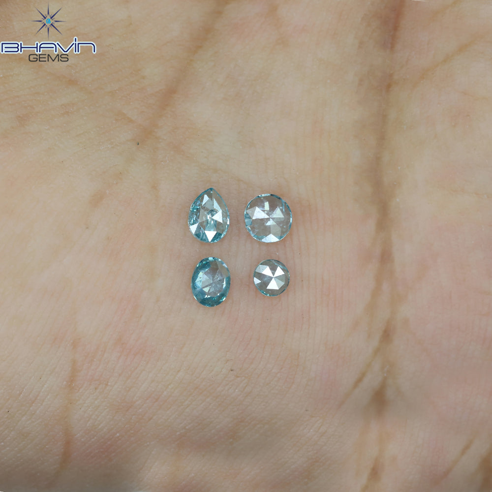 0.29 CT/4 Pcs Mix Shape Natural Diamond Blue Color I1 Clarity (3.60 MM)