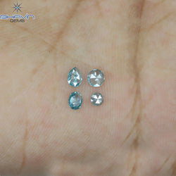0.29 CT/4 Pcs Mix Shape Natural Diamond Blue Color I1 Clarity (3.60 MM)