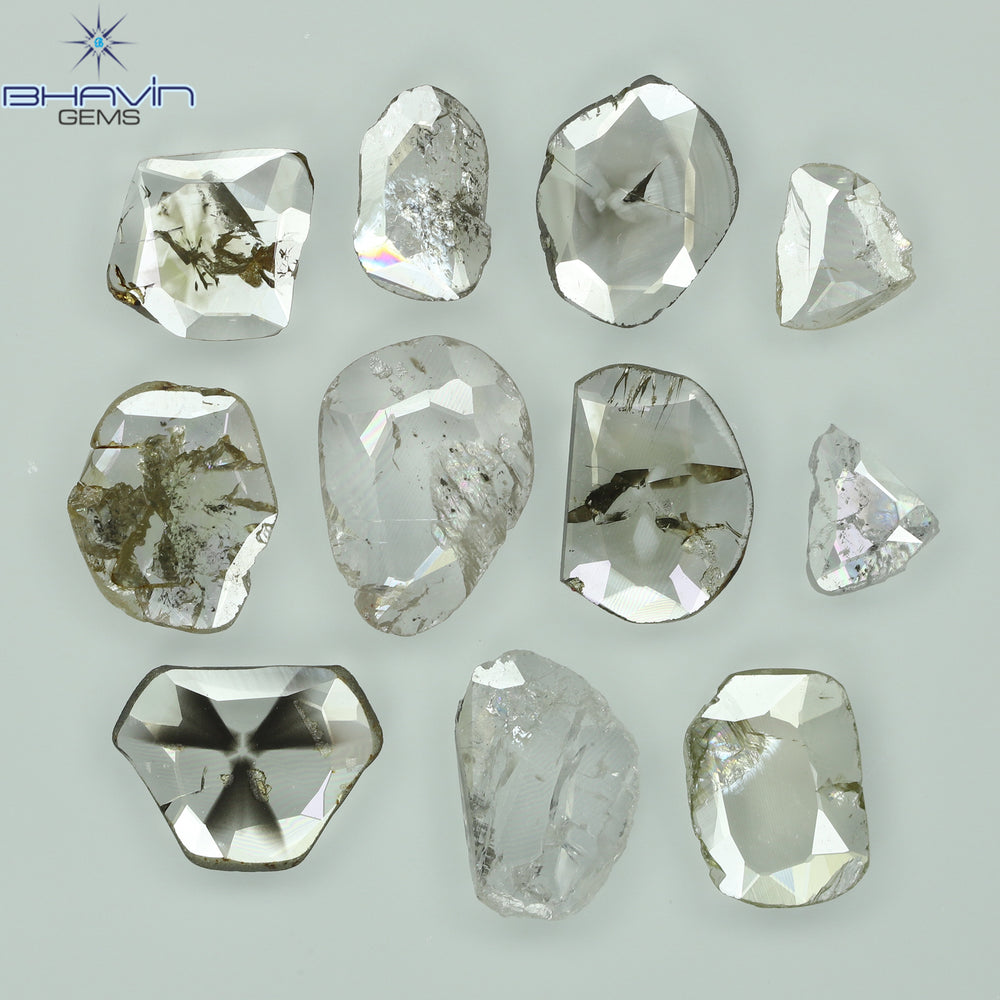 0.97 CT/7 ピース ローズカット ポルキ シェイプ ナチュラル ダイヤモンド ファンシー カラー I1 クラリティ (6.01 MM)