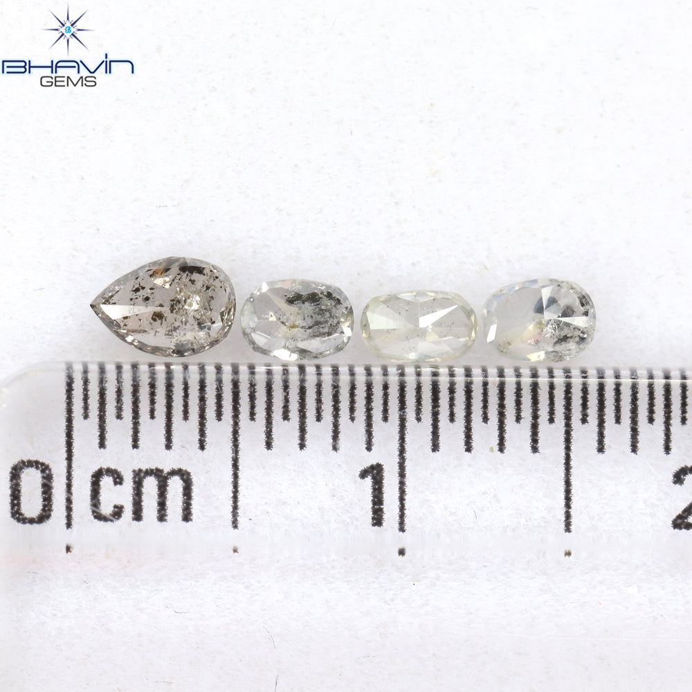 0.49 CT/ 4 Pcs Mix Shape Natural Diamond Salt And Pepper Color I3 Clarity (3.46 MM)