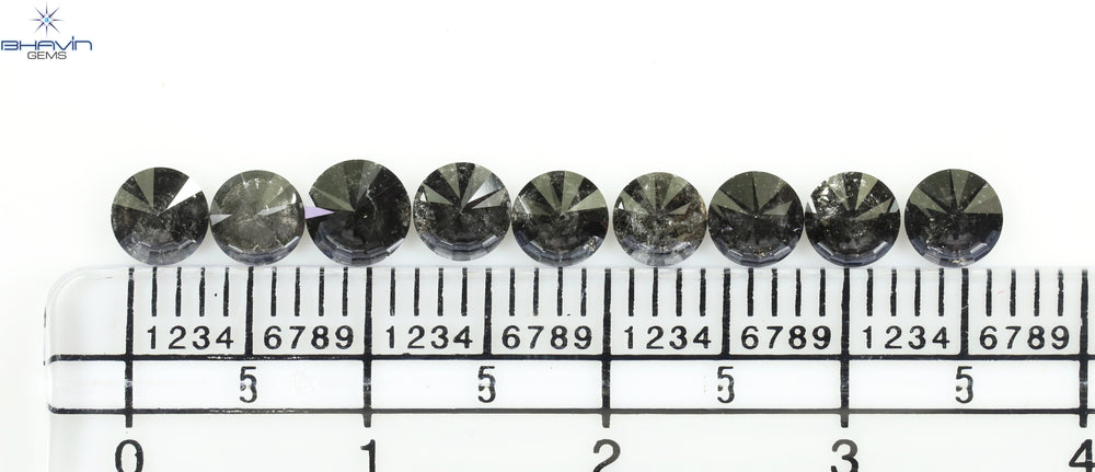 2.69 CT/9 Pcs Round Shape Natural Loose Diamond Salt And pepper Color I3 Clarity (4.25 MM)