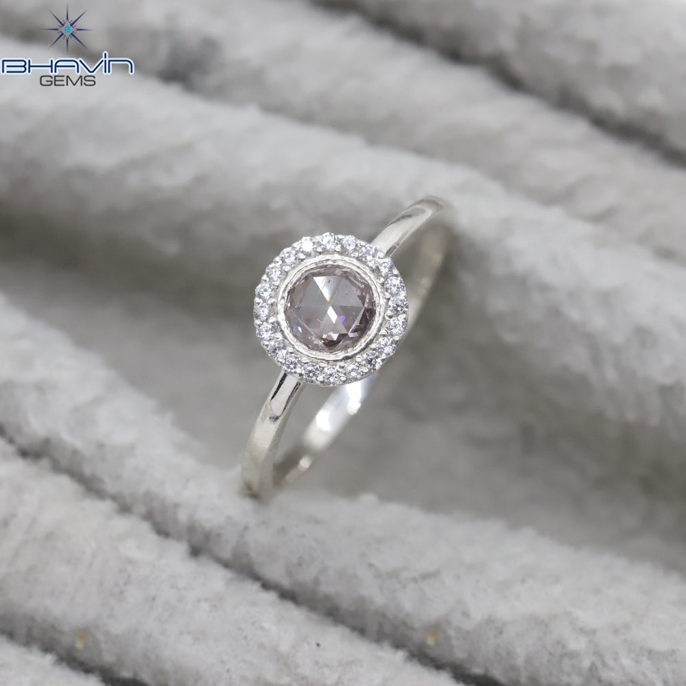 Round Rose Cut Diamond Natural Diamond Ring Pink Color Gold Ring Engagement Ring
