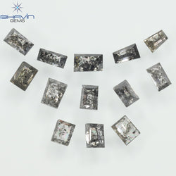 0.83 CT/13 Pcs Square Baguette Shape Natural Diamond Salt And Pepper Color I3 Clarity (3.10 MM)