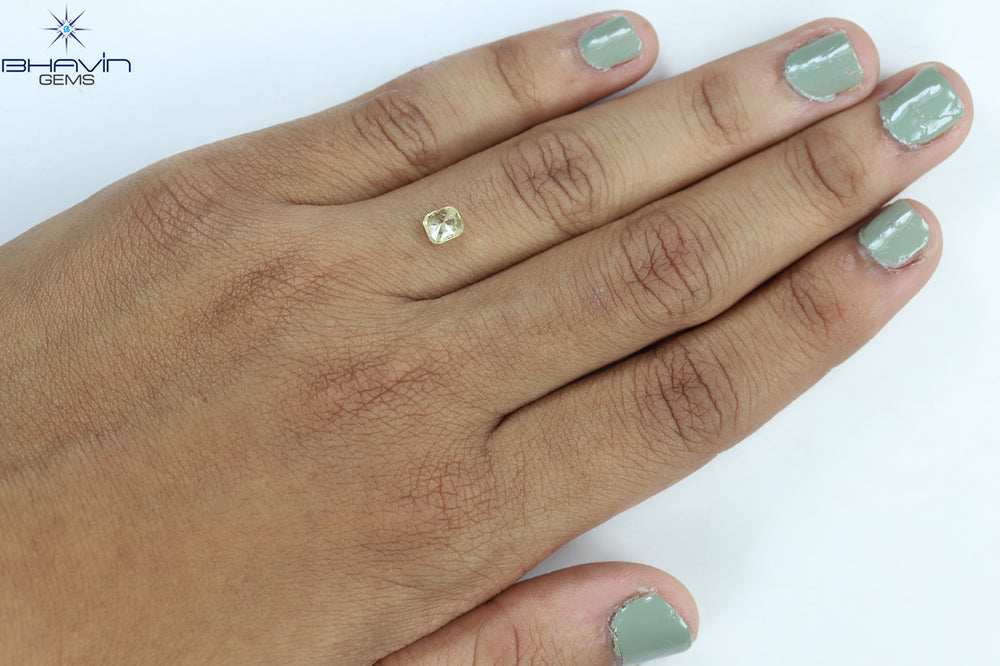 0.62 CT Cushion Shape Natural Diamond Yellow Color I3 Clarity (4.82 MM)