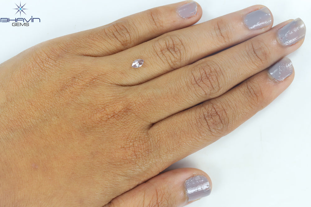 0.10 CT マーキス シェイプ ナチュラル ルース ダイヤモンド ブラウン ピンク カラー VS2 クラリティ (5.00 MM)