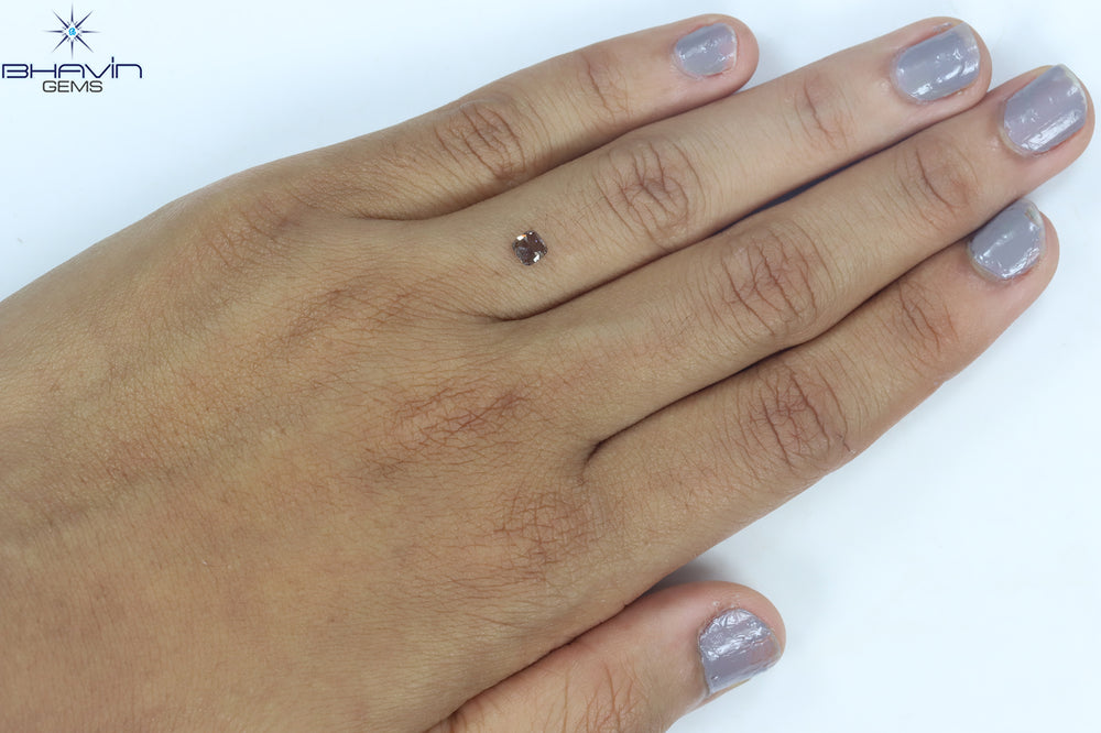 0.32 CT Cushion Shape Natural Diamond Brown Pink Color I1 Clarity (4.55 MM)