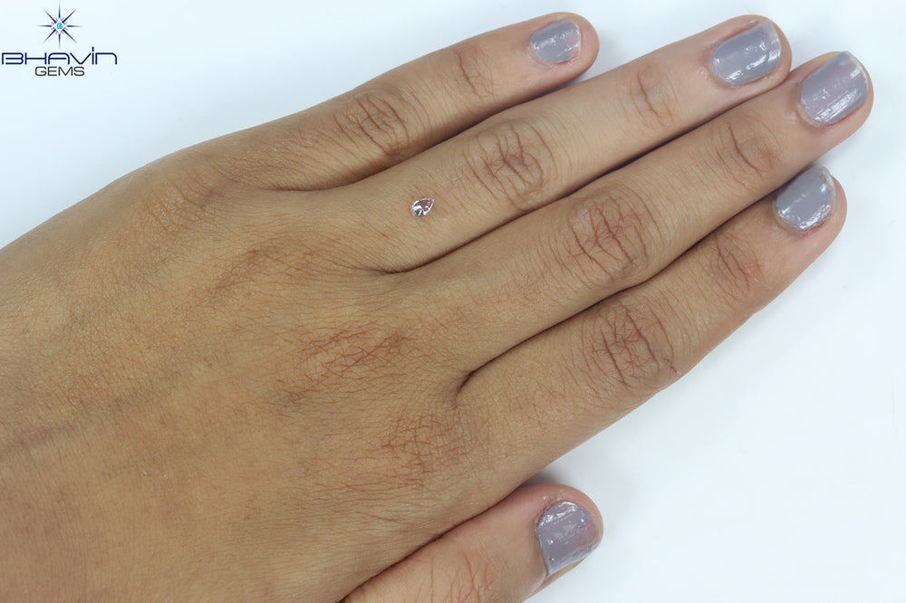 0.11 CT Pear Shape Natural Diamond Pink Color SI1 Clarity (3.76 MM)