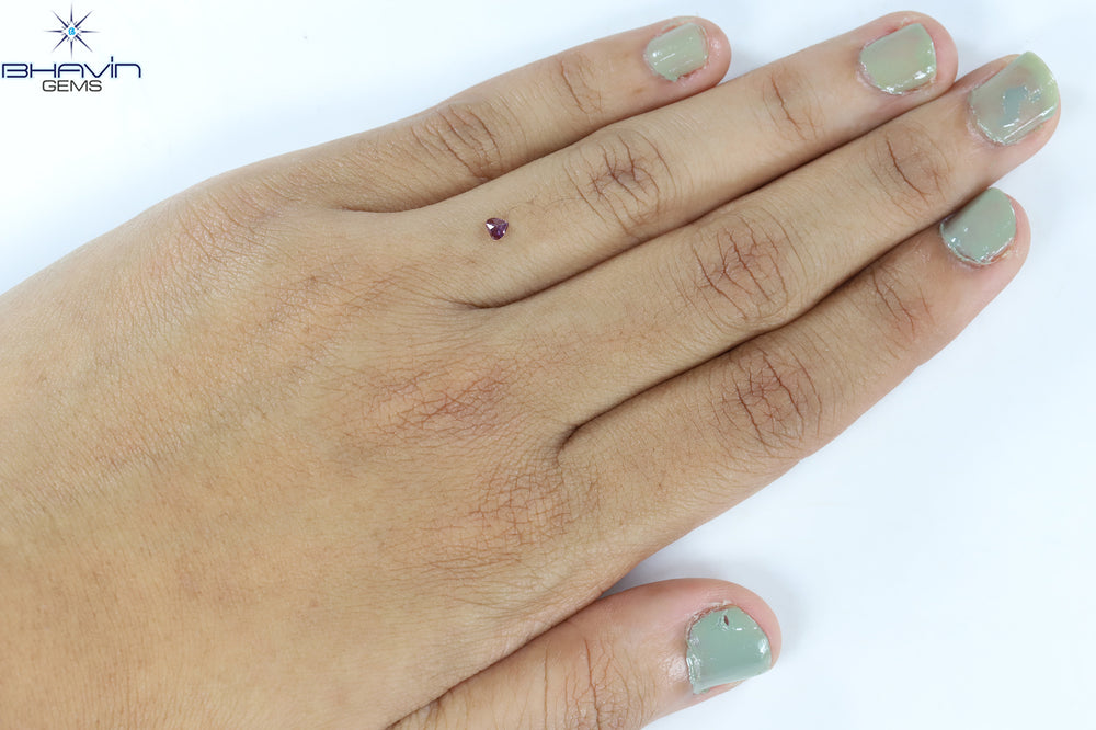 0.09 CT Heart Shape Enhanced Pink Color Natural Loose Diamond VS1 Clarity (2.60 MM)