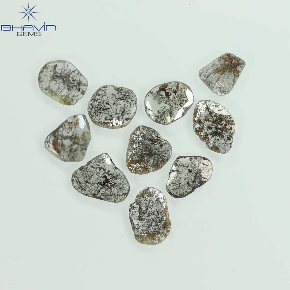 3.20 CT (10 Pcs) Slice Shape Natural Diamond Salt And Pepper Color I3 Clarity (5.94 MM)