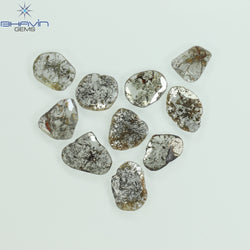 3.20 CT (10 Pcs) Slice Shape Natural Diamond Salt And Pepper Color I3 Clarity (5.94 MM)