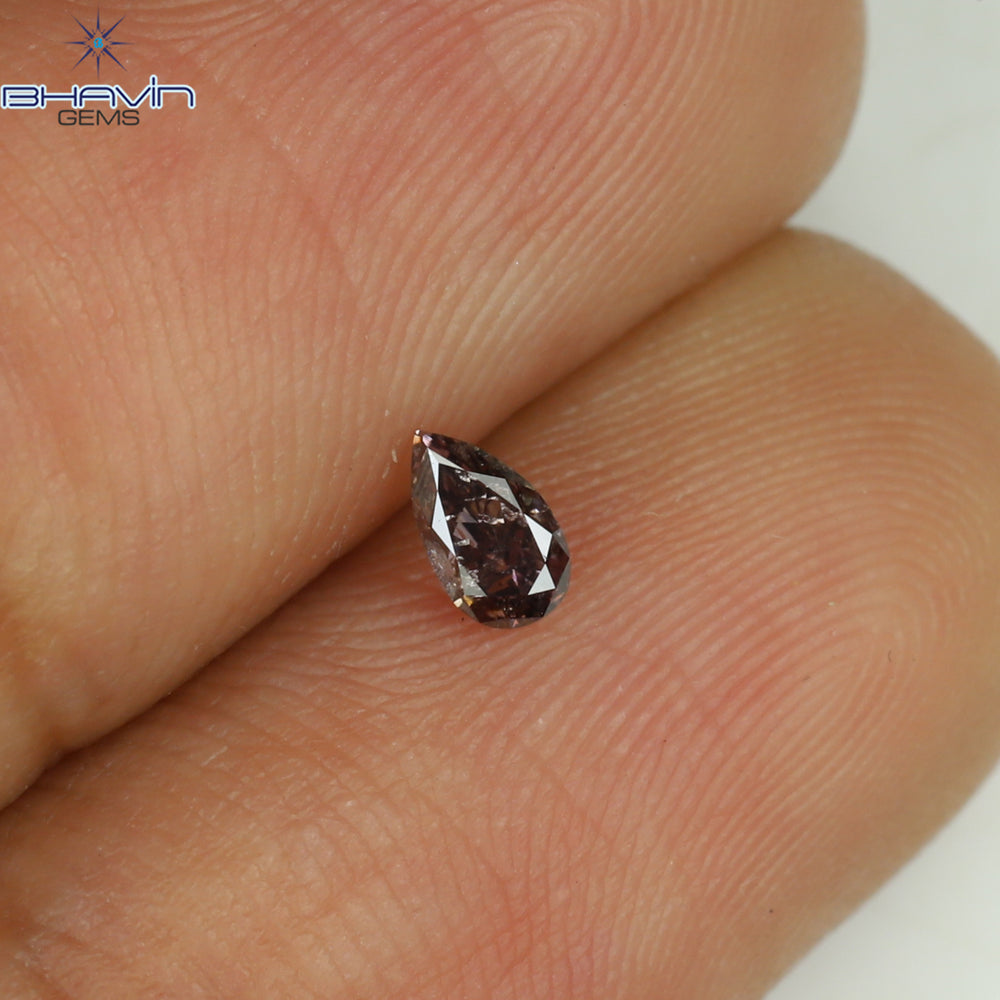 0.12 CT Pear Shape Natural Diamond Pink Color I1 Clarity (4.13 MM)