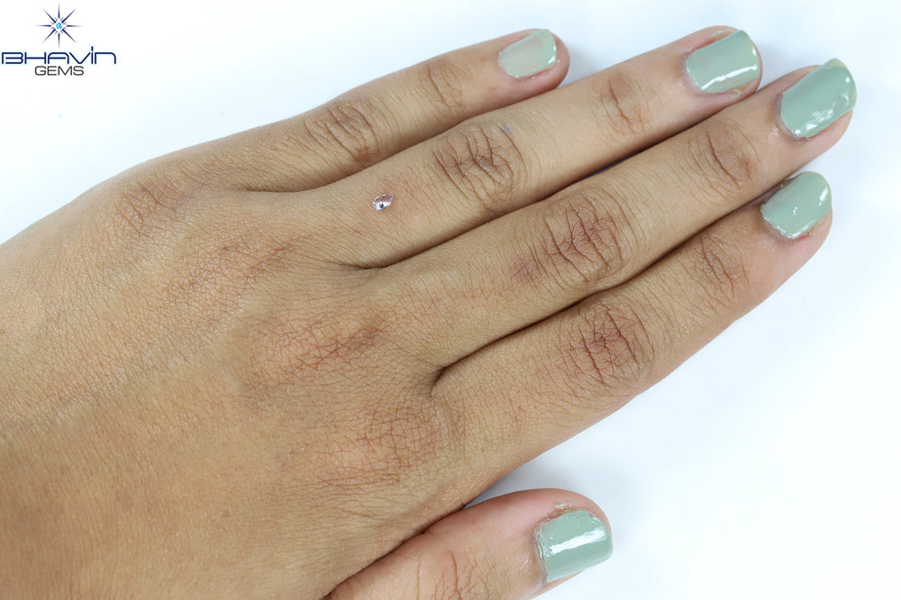 0.07 CT Pear Shape Natural Diamond Pink Color SI1 Clarity (3.50 MM)