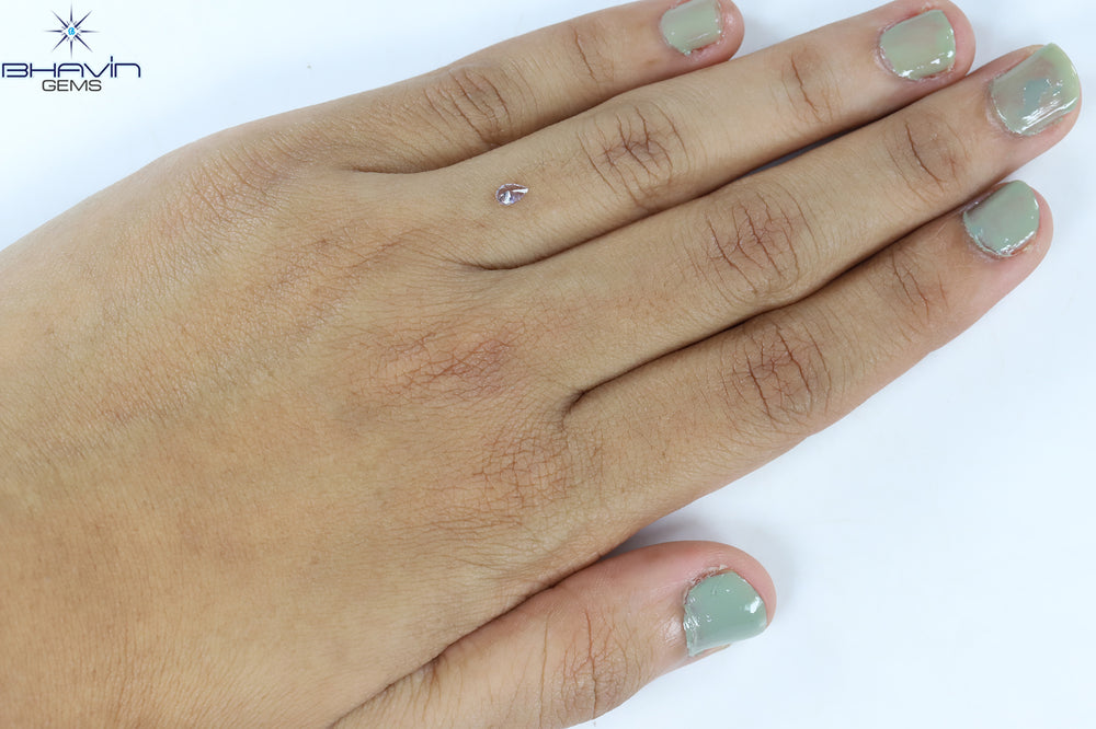 0.12 CT Pear Shape Natural Diamond Pink Color SI1 Clarity (4.10 MM)