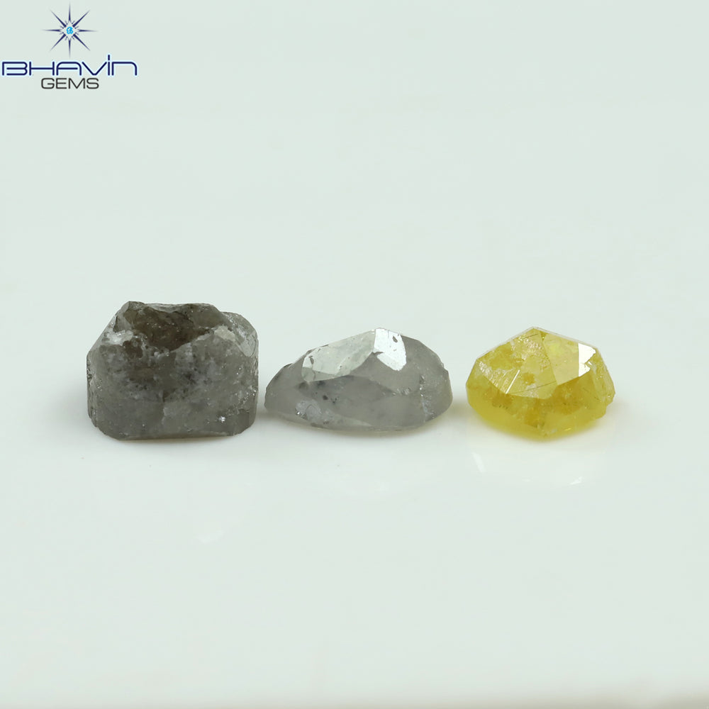 0.87 CT /3 Pcs Uncut Shape Mix Natural Loose Diamond I3 Clarity (4.00 MM)
