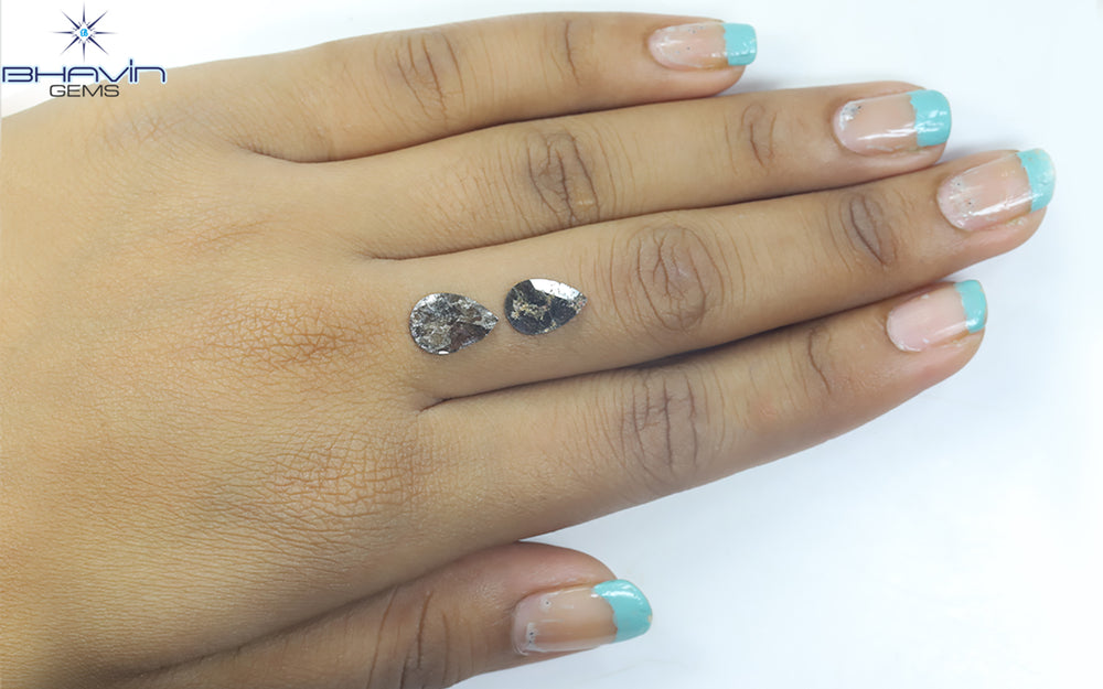 1.75 CT/5 ピース スライス形状 天然ダイヤモンド ソルト アンド ペッパー カラー I3 クラリティ (10.45 MM)