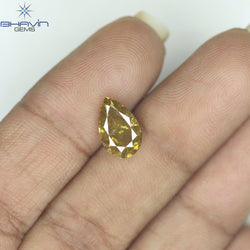 GIA Certified 2.10 CT Pear Natural Diamond Brown-Yellow Color I1 Clarity (10.26 MM)