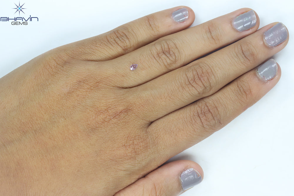 0.10 CT Pear Shape Natural Diamond Pink Color I2 Clarity (4.02 MM)
