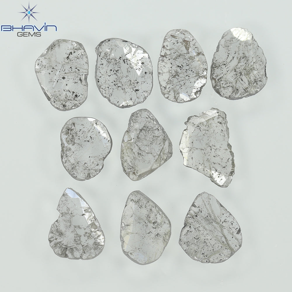 2.05 CT/10 Pcs Slice Shape Natural Diamond Salt And Pepper Color I3 Clarity (6.46 MM)