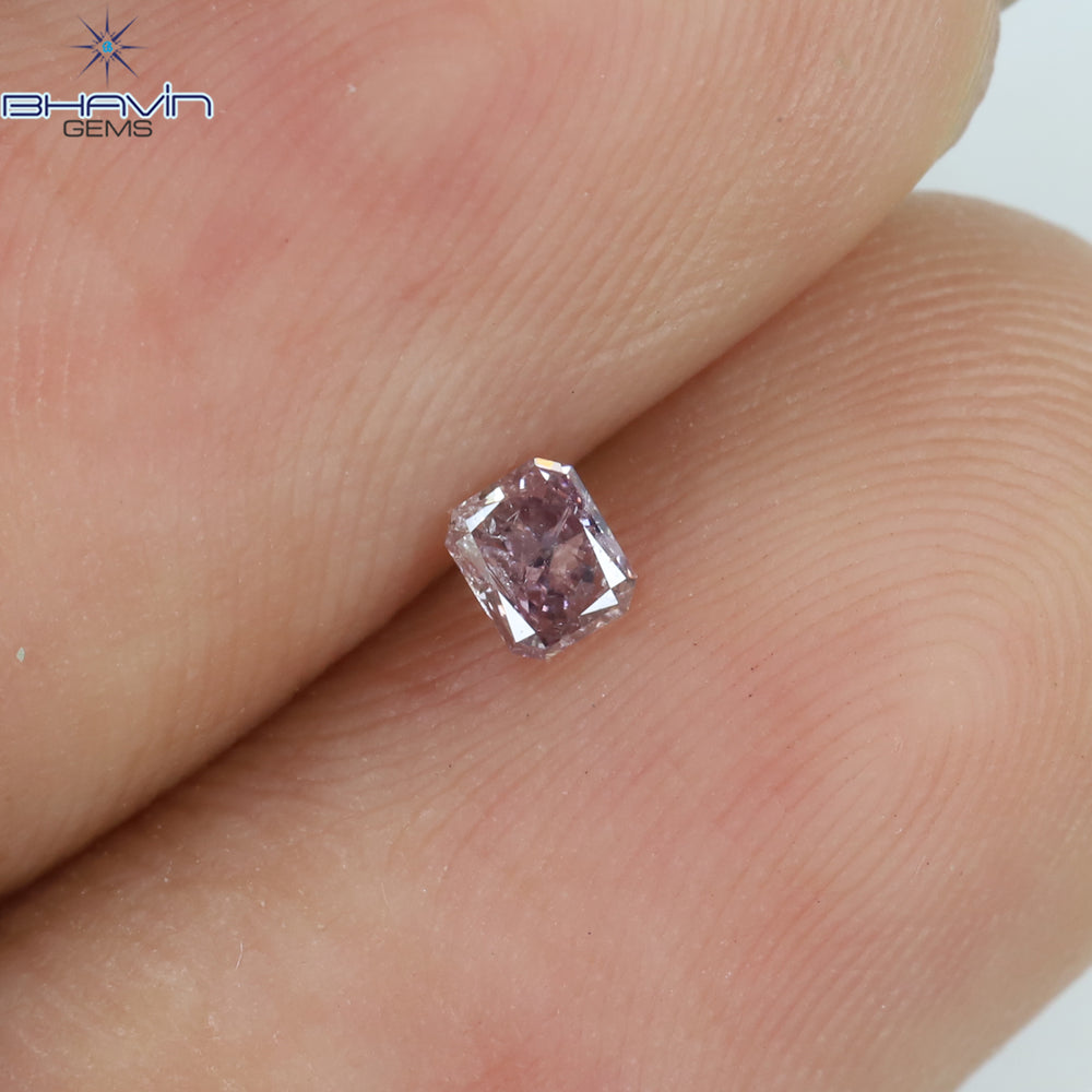 0.08 CT ラディアント シェイプ ナチュラル ダイヤモンド ピンク色 SI2 クラリティ (2.38 MM)