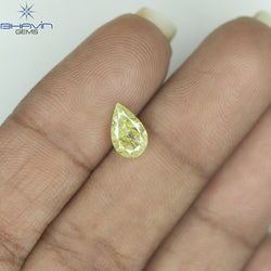 GIA Certified 1.10 CT Pear Natural Diamond Yellow Color I3 Clarity (8.27 MM)