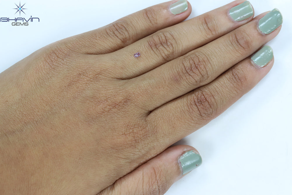 0.08 CT Radiant Shape Natural Diamond Pink Color I1 Clarity (2.84 MM)