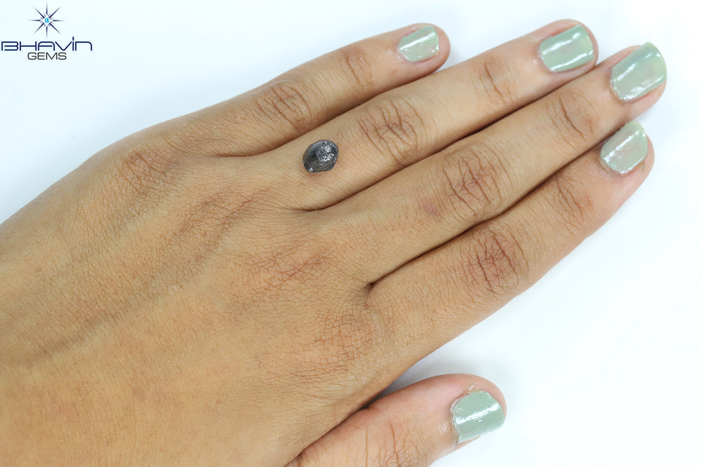 2.49 CT Rough Shape Natural Diamond Salt And Pepper Color I3 Clarity (7.36 MM)