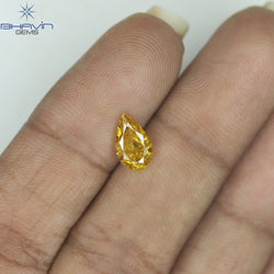 GIA Certified 1.07 CT Pear Diamond Enhanced Orange-Yellow Color (8.35 MM)