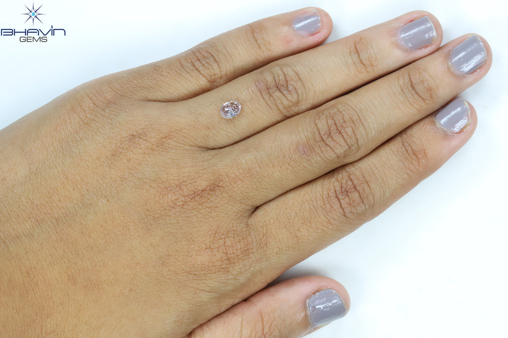 0.55 CT Oval Shape Natural Diamond Pink Color I2 Clarity (5.69 MM)