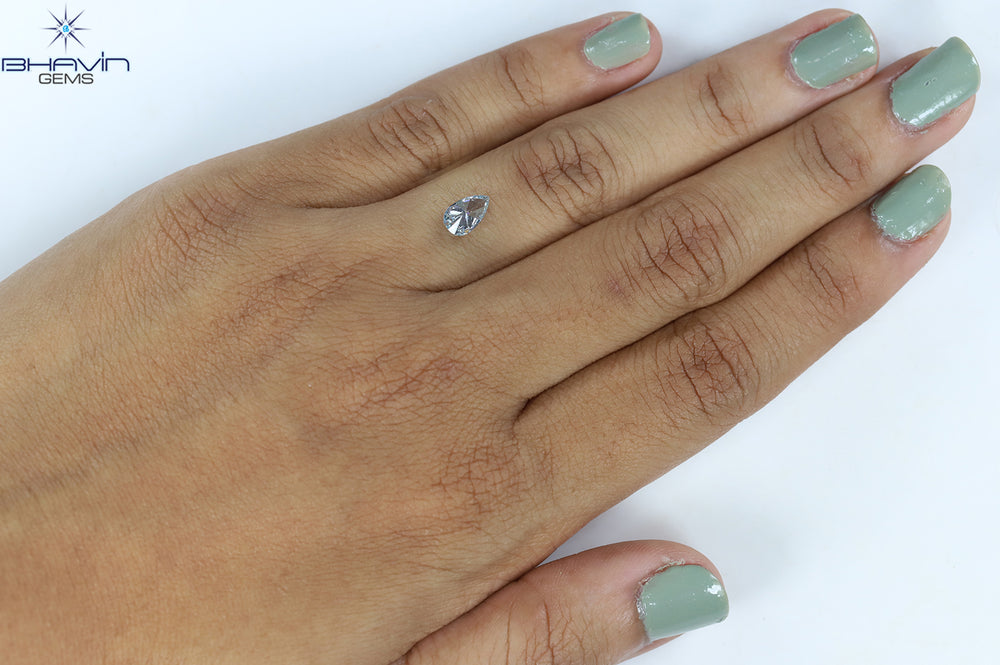 0.63 CT Pear Shape Natural Diamond Blue Color VS2 Clarity (7.44 MM)