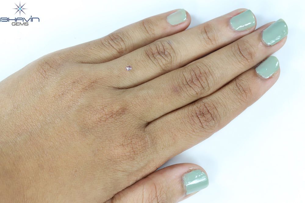 0.06 CT Radiant Shape Natural Diamond Pink Color I1 Clarity (2.33 MM)