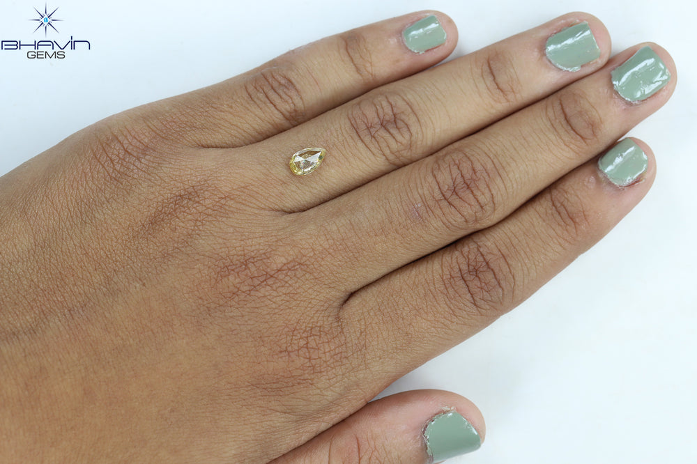 0.63 CT Pear Shape Natural Loose Diamond Yellow Orange Color I3 Clarity (7.53 MM)