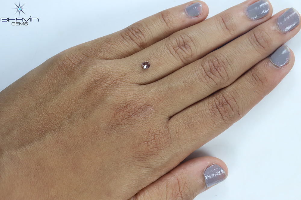 0.21 CT Cushion Shape Natural Diamond Brown Pink Color I2 Clarity (3.43 MM)
