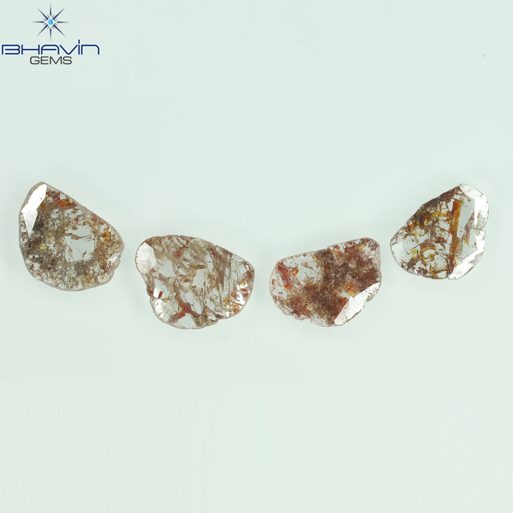 1.72 CT/4 Pcs Slice Shape Natural Loose Diamond Brown Color I3 Clarity (9.28 MM)