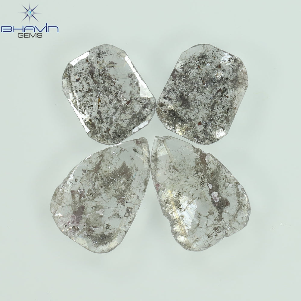 1.35 CT/2 ピース スライス形状 天然ダイヤモンド ソルト アンド ペッパー カラー I3 クラリティ (9.55 MM)