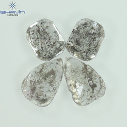 1.35 CT/2 ピース スライス形状 天然ダイヤモンド ソルト アンド ペッパー カラー I3 クラリティ (9.55 MM)